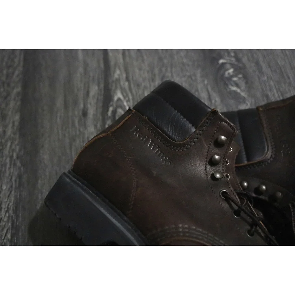 Red Wings Brown red Leather Lace Up Cap Toe Ankle Boots‎ Men Size 10
